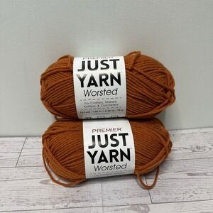 Premier Just Yarn Worsted Persimmon Orange 100% Acrylic 2 Skeins Lot 3018 153yd